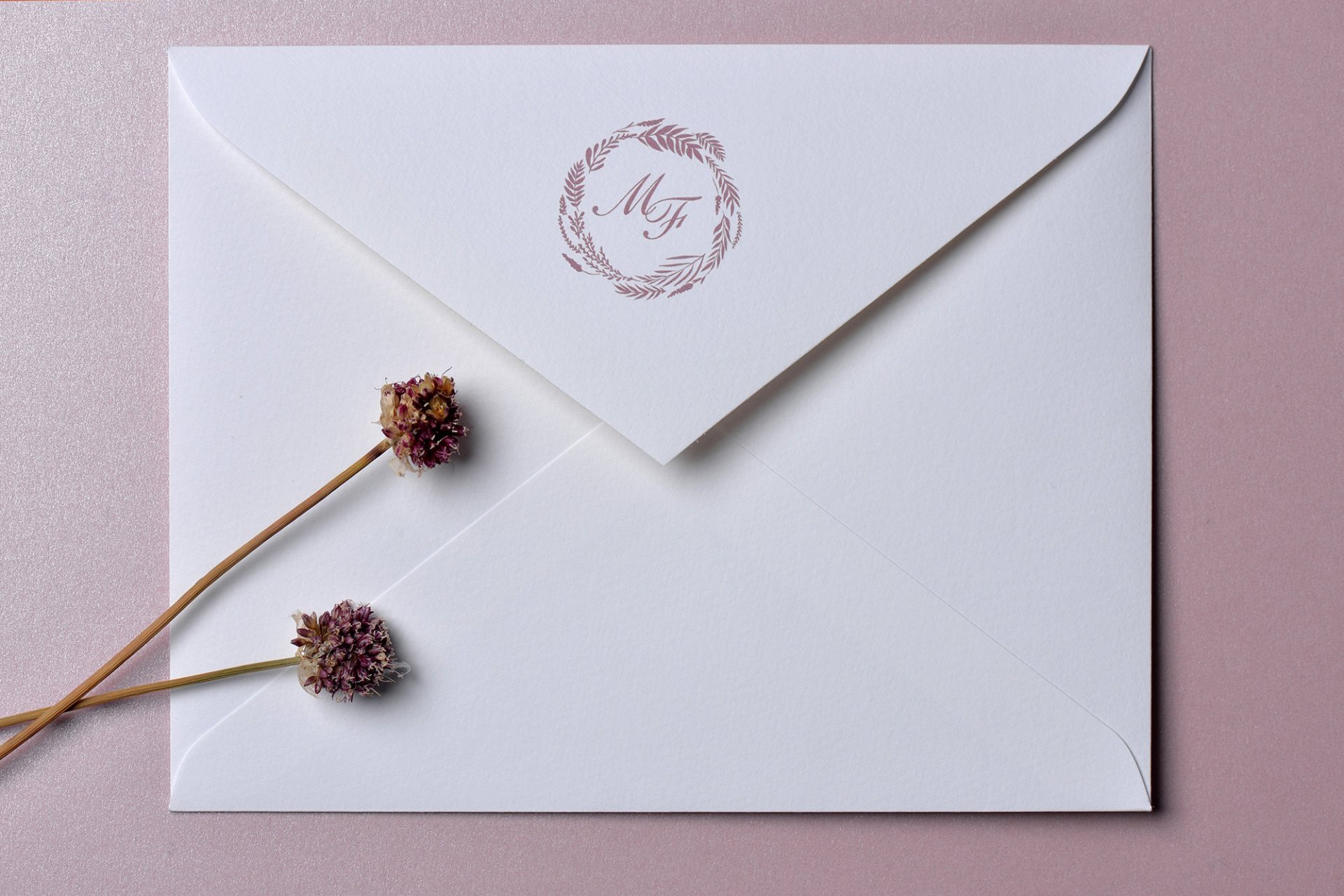 Impression Verso enveloppe / 145 x 190 mm / Carnet de Mariage Rose Poudré